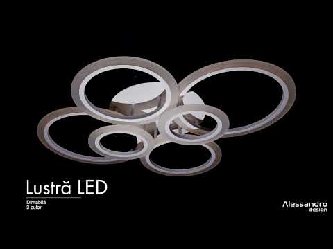 LED полилей с дистанционно BETTY 82W, 6 кръга, Студена/Топла/Неутрална светлина, Димируем, Бял