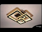 LED полилей с дистанционно управление и кристал LEILA 88W, 3 квадрата, Студена/Топла/Неутрална светлина, Димируем, Гланцов черен хром