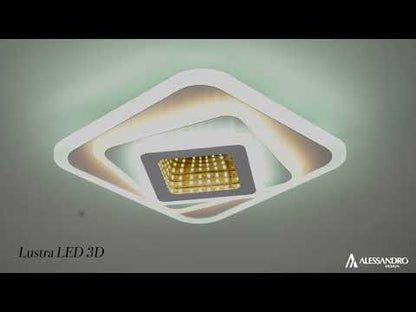 LED полилей NEXA 3D 46W, Квадрат, Студена/Топла/Неутрална светлина, Бял