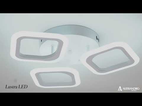 LED полилей ERIKA 20W, 3 квадрата, топла/неутрална/студена светлина, бял, метал и акрил