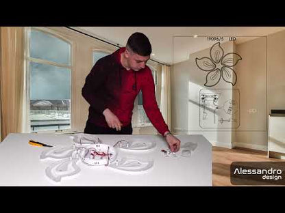 LED полилей с дистанционно управление GLORIOSA 95W, 5 венчелистчета, Студена/Топла/Неутрална светлина, Димируем, Бял