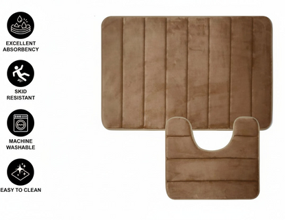 Covorase de Baie, 80x50 cm / 50x40 cm, Maro, Antiderapant, Absorbant, Set 2 bucati Covoare Baie Default Title Alessandro Design