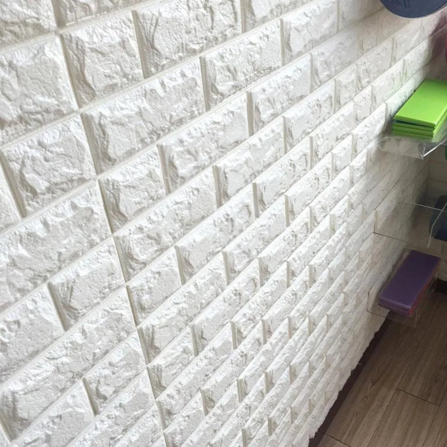 Комплект от 10x самозалепващи се 3D тапети Бели тухли от мека пяна, 70cm x 77cm x 2 mm 3D тапет Заглавие по подразбиране Alessandro Design