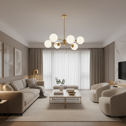 Окачен полилей LOFT, 6x E27, злато