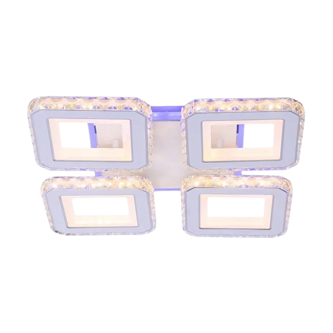 LED полилей с дистанционно управление и кристал LEILA RGB 69W, 4 квадрата, студена/топла/неутрална светлина, димируем, бял LED полилей с дистанционно управление Заглавие по подразбиране Alessandro Design