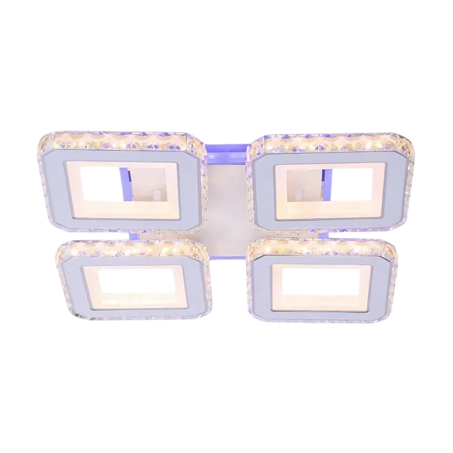 LED полилей с дистанционно управление и кристал LEILA RGB 69W, 4 квадрата, студена/топла/неутрална светлина, димируем, бял LED полилей с дистанционно управление Заглавие по подразбиране Alessandro Design